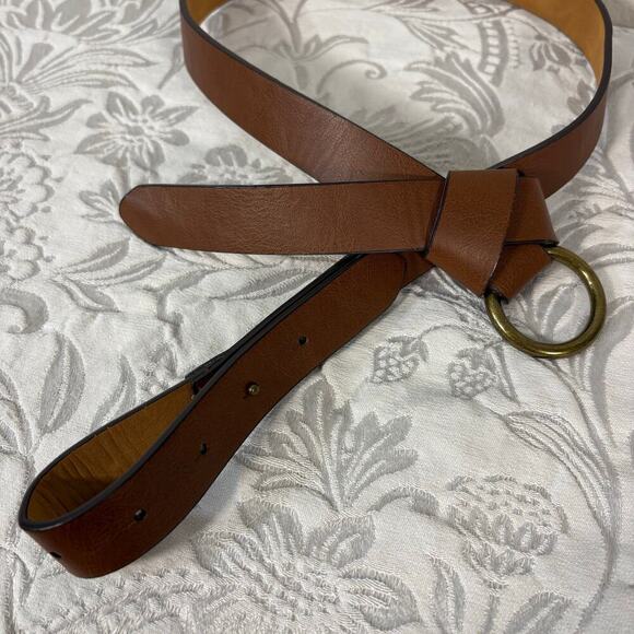 LEATHER Single Ring Belt Chestnut Brown SzM Equestrian Medieval Western Southern - Picture 2 of 6